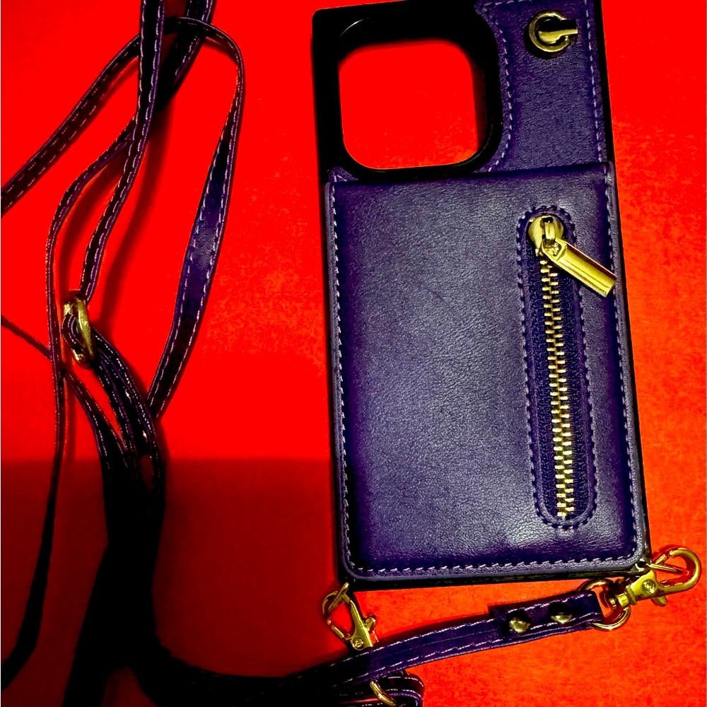Purple iPhone 14 Pro cardholder phone case